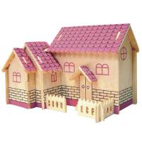 3D Ahşap Puzzle - Pembe Ev