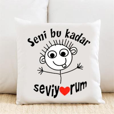 Seni Bu Kadar Seviyorum Kişiye Özel Yastık Kılıfı Pi01