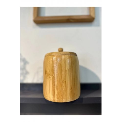 1 Adet Bambu Ahşap Kavanoz - Saklama Kabı- Baharatlık (11 x 8 cm)