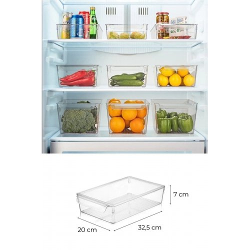 1 Adet Kapaklı Akrilik Buzdolabı Düzenleyici Saklama Kabı Organizer Meyve Sebze Saklama Kabı ( 32 x20x7 cm)