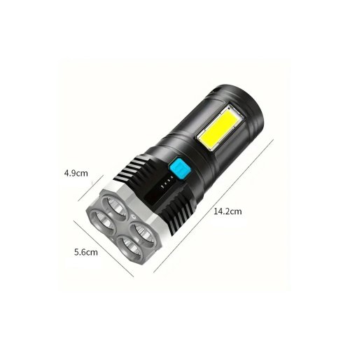 4 Fonksiyonlu Cob LED El Feneri USB Şarjlı Su Geçirmez Lamba Yürüyüş Seyahat Acil Durum Işığı