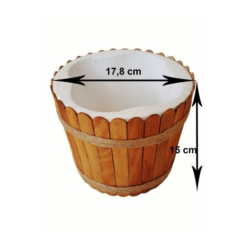 Saksı - Dekoratif Dev Boy Beton Saksı Ahşap Ve Jüt İp Dekorlu